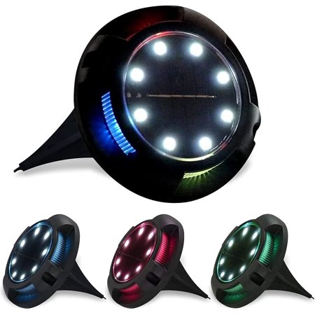 ENASAT Solar Ground Lights | Pathway Lights Outdoor Garden | Decorative RGB LED Disk Powered Waterproof In-ground for Deck Stair Step Lawn Patio Driveway Walkway Yard Decoration(4 Pack)