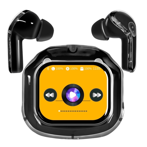 ENC Wireless Bluetooth Earphone, Smart Touch Screen Headphone, 24h Playtime for Sports & Working, Stereo Sound Headphone for iOS/Android/Windows, Black
