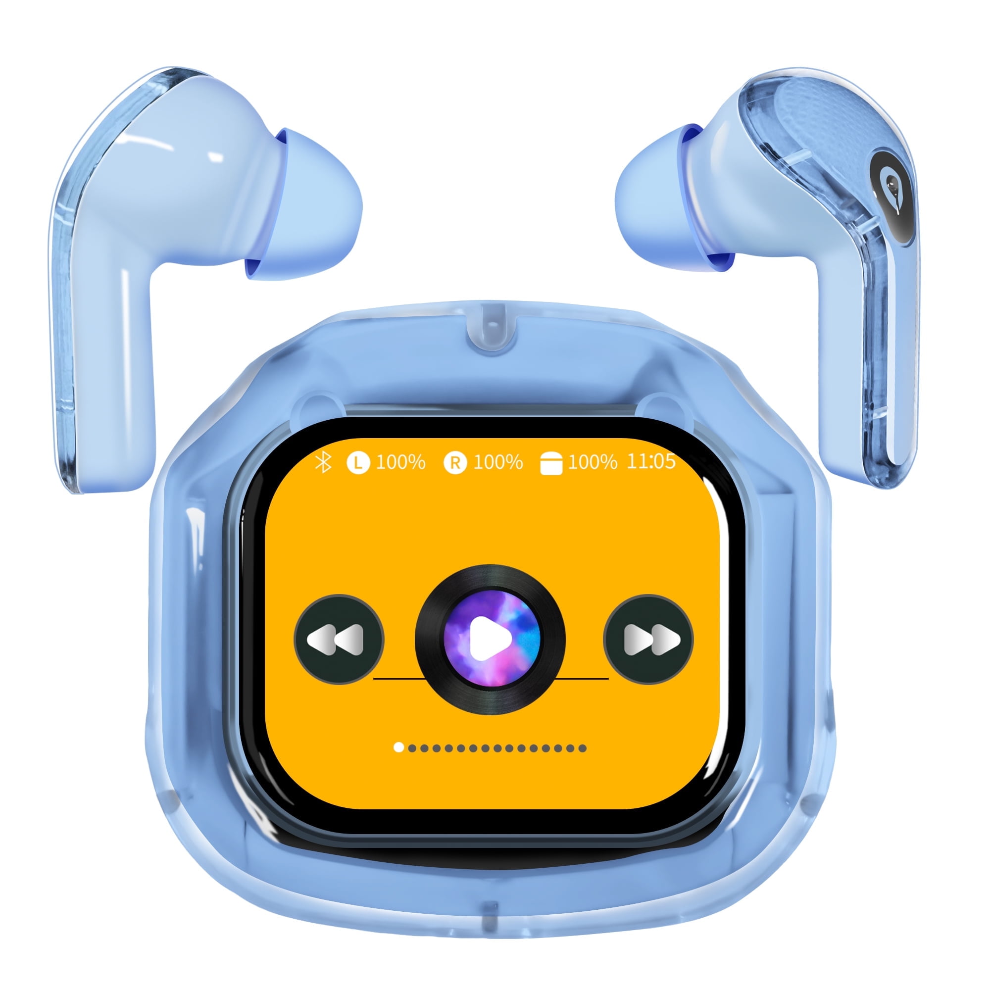 ENC Wireless Bluetooth Earphone, Smart Touch Screen Headphone, 24h Playtime for Sports & Working, Stereo Sound Headphone for iOS/Android/Windows, Blue