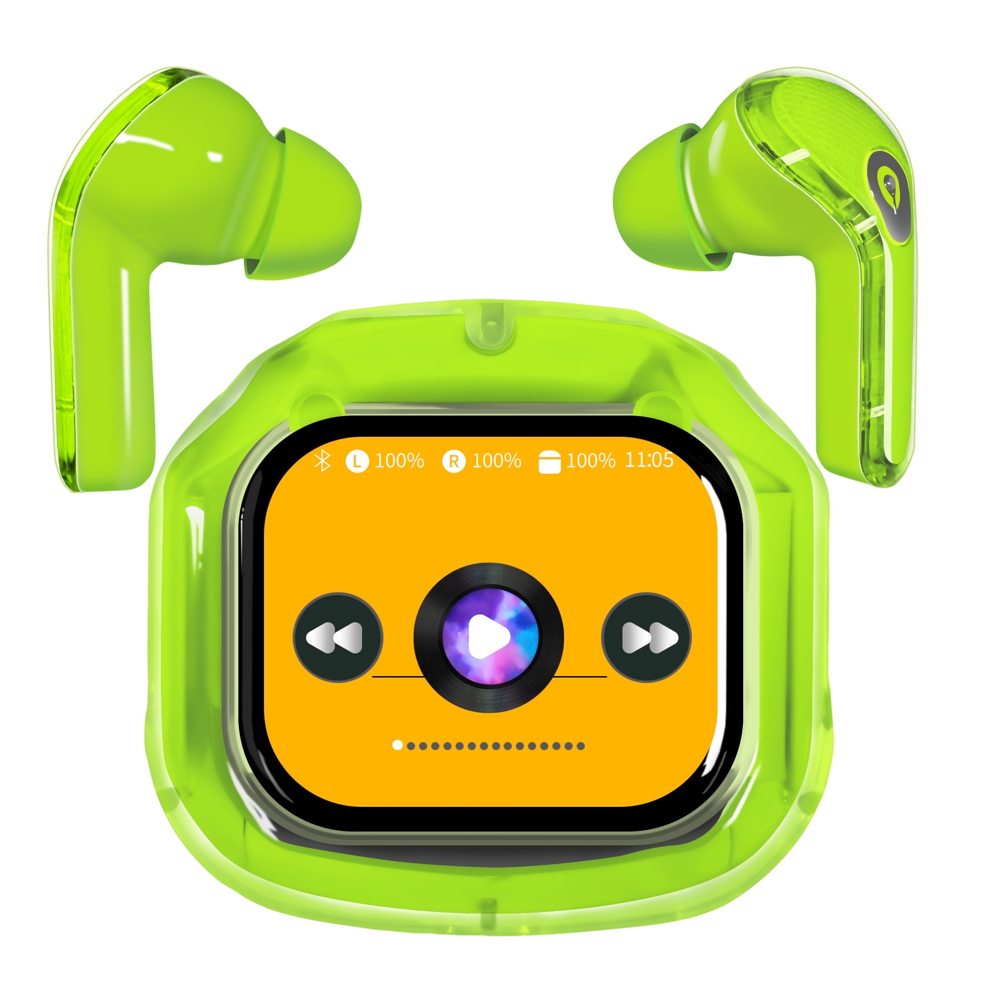 ENC Wireless Bluetooth Earphone, Smart Touch Screen Headphone, 24h Playtime for Sports & Working, Stereo Sound Headphone for iOS/Android/Windows, Green