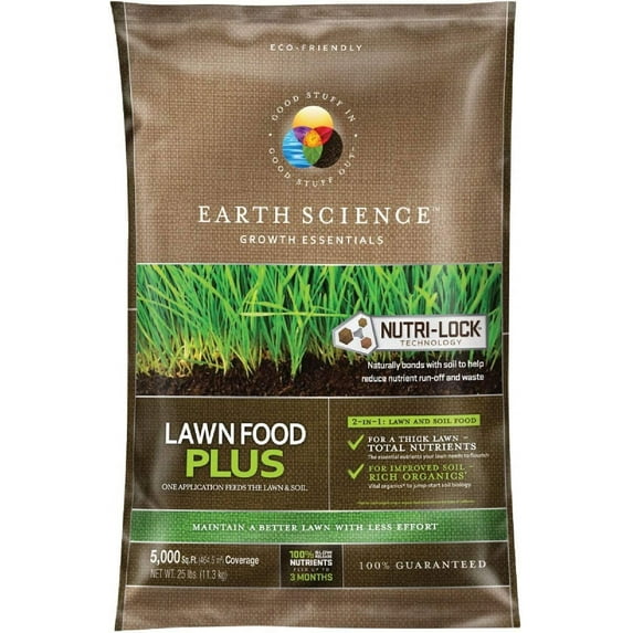 ENCAP (#11879-80) Earth Science Lawn Food Plus, 25# bag – Covers 5,000 SqFt