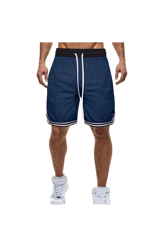 Men's Athletic Shorts 5-Inch Inseam with Pockets Breathable Quick Dry for Running Hiking Gym Workout Training,Navy 2XL