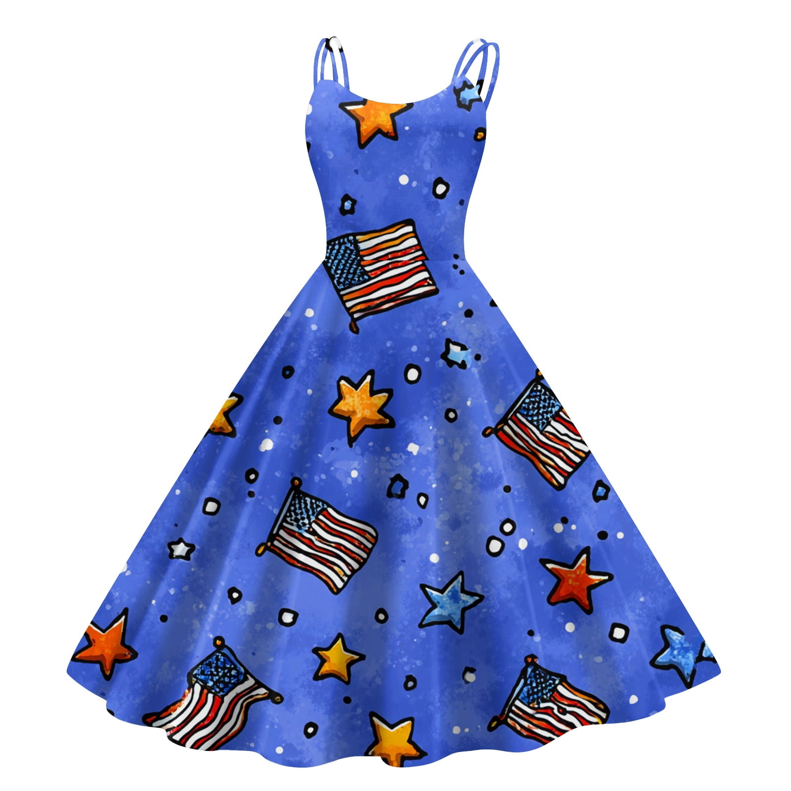 red white and royal blue dress ENCCRWIN Women's 4th of July Retro Sleeveless V Neck Pockets Flowy Midi Soft for Daily,Royal Blue M 100% Cotton Lining presidents day Women's Cap Sleeve Eyelet Size:Pre-order 6XL