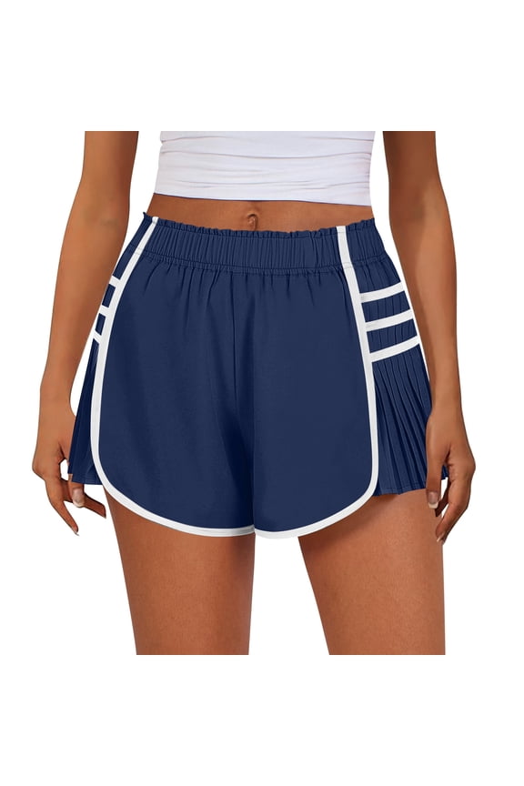 Womens Shorts Slim Fit Suit Style Mid Waisted Design Fashion Casual Slimming Effect Dressy Shorts Elegant Comfortable for Summer Daily and Work Wear,Navy L