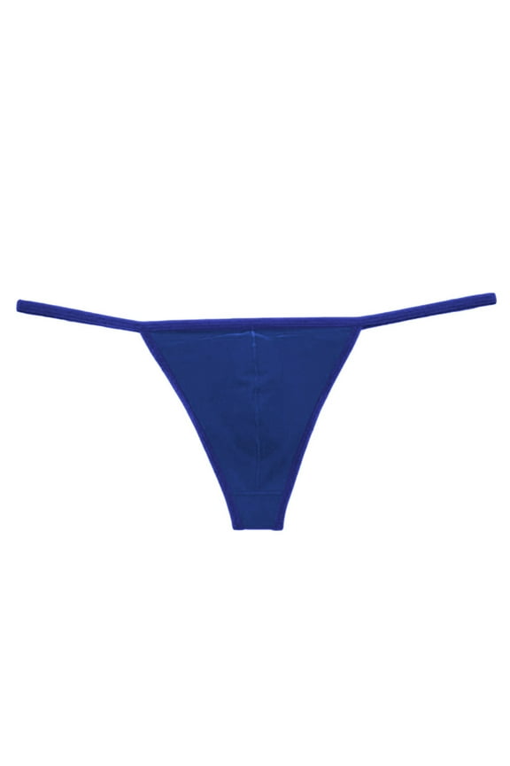 Mens Underwear Thong,Sexy G String Underwear for Men Low Rise Open Back Metal Ring Breathable Novelty Briefs,Blue XL