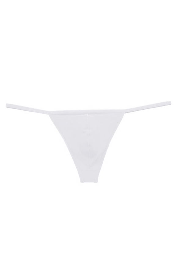 Mens Underwear Thong,Sexy G String Underwear for Men Low Rise Open Back Metal Ring Breathable Novelty Briefs,White M