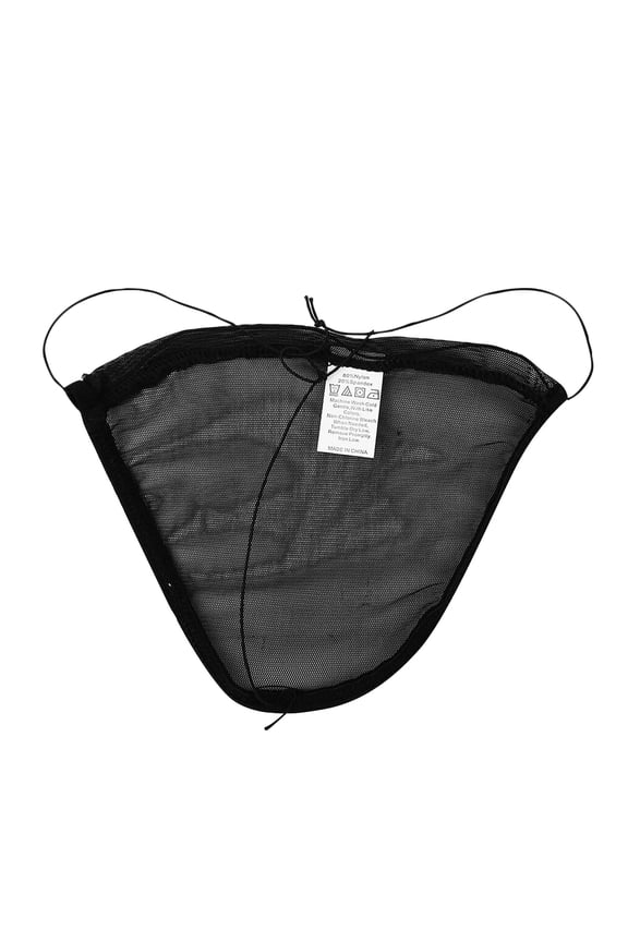 Mens Underwear Thong,Sexy Mesh G String Underwear for Men Soft Stretch Breathable Low Rise Novelty Briefs,Black L