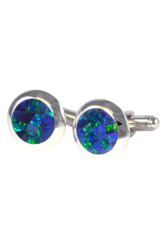 ENCHANTED FOREST STERLING SILVER AUSTRALIAN OPAL CUFF LINKS