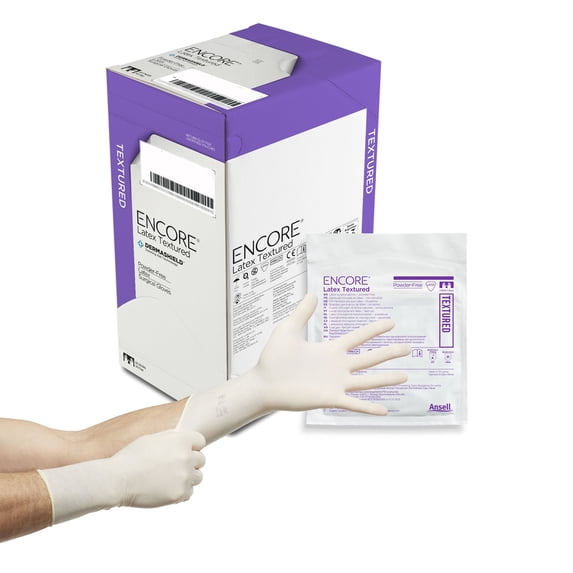 ENCORE Latex Textured Disposable Sterile Latex Surgical Glove Standard Cuff Length SIZE 6.5 5785002 50 per Box