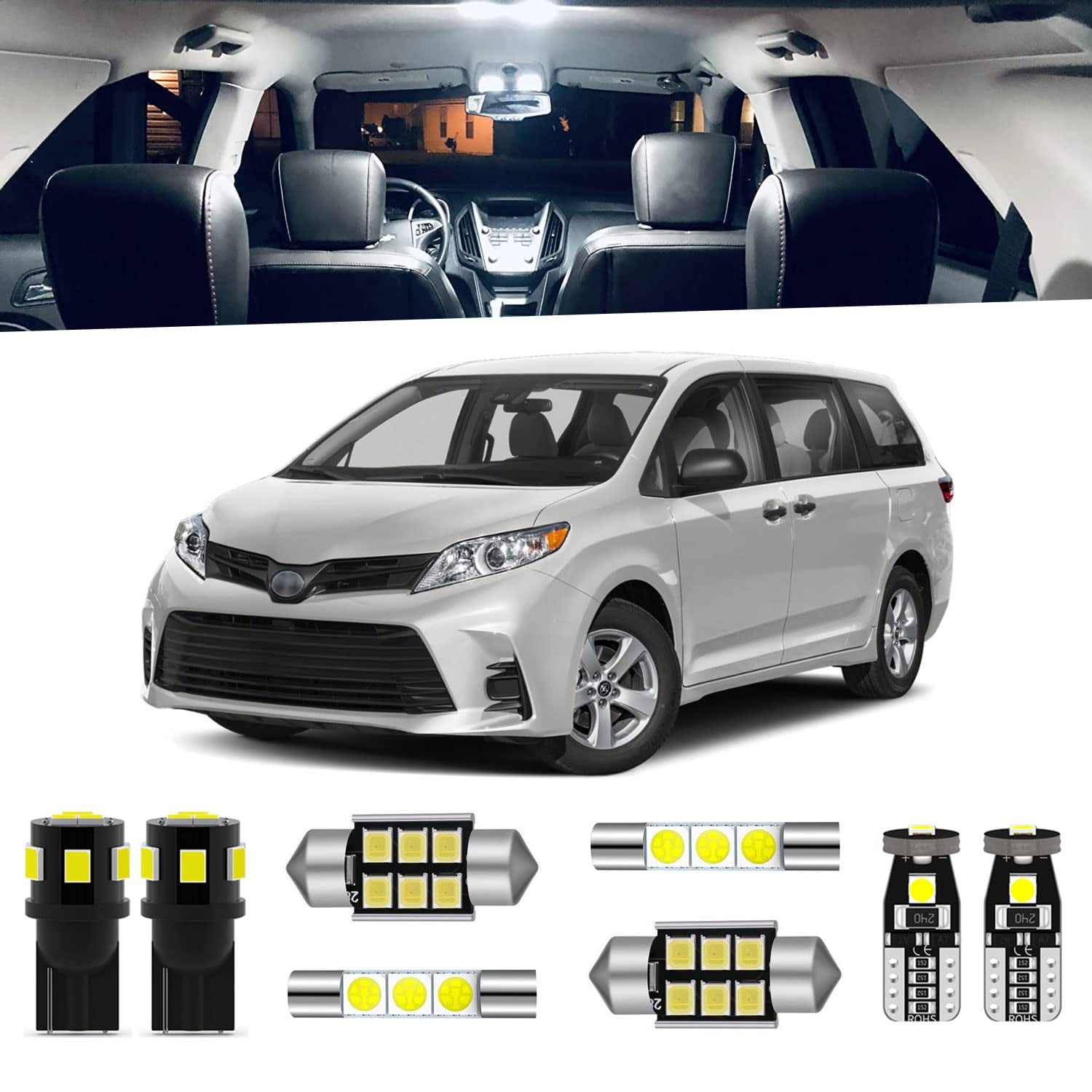 ENDPAGE 16pcs Sienna LED SSF20 Interior Light Kit Toyota Sienna 2011 ...