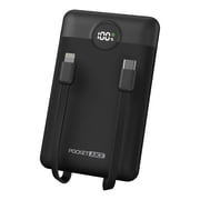 Pocket Juice Force 10,000mAh Portable Charger Power Bank   Slim Portable Phone Charger with Built-in USB-C & Lightning Cables