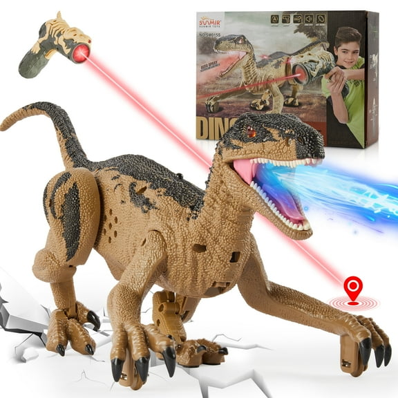 ENERFACE Light chasing remote control spray dinosaur,Lights Remote Control Dinosaur,for Boys Girls 3-8 Years Old,for Christmas Gift,Yellow