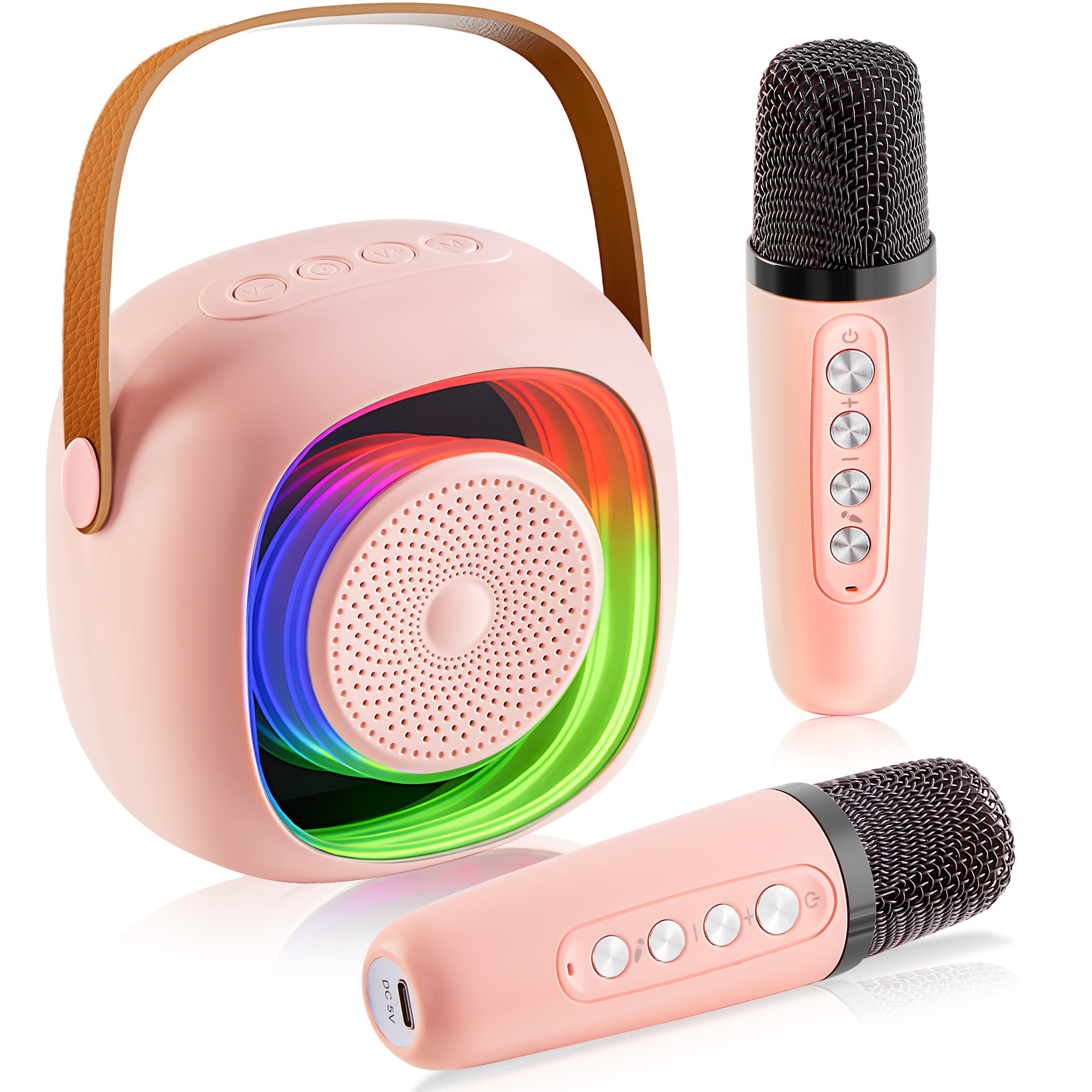 Walmart Deals of ENERFACE Mini Karaoke Machine for Kids and Adults Portable Bluetooth Karaoke Speaker with Wireless Microphone Perfect for Boys Girls Karaoke Toys Birthday Gifts and Home Party Use(Pink)