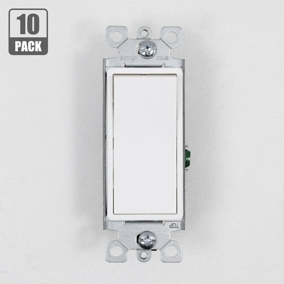 ENERGETIC 10 Pack 15 Amps Decorator Rocker 3-way Light Switch, Residential Grade Quiet Electrical on/off Wall Switch, UL Listed