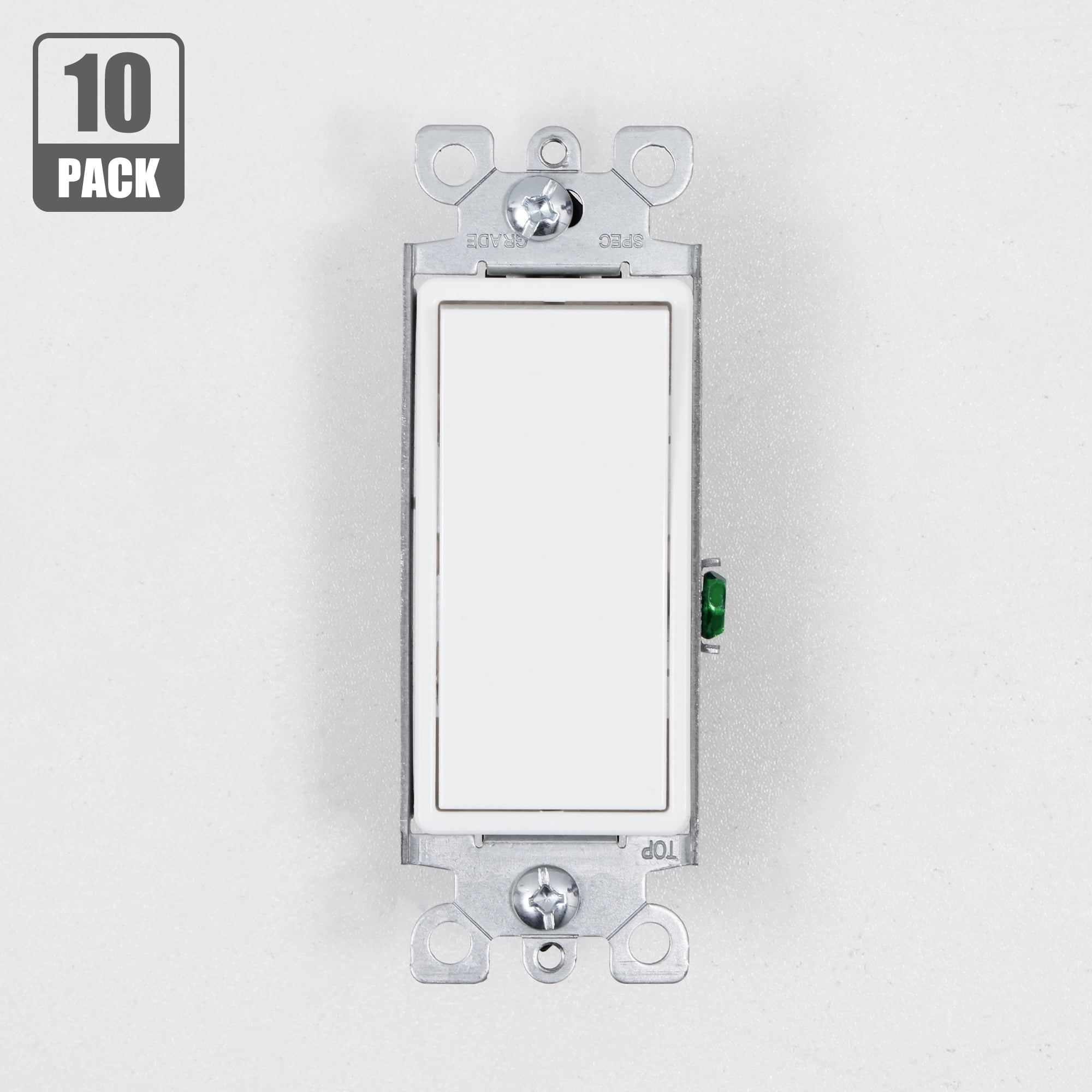 ENERGETIC 10 Pack 15 Amps Decorator Rocker Single Pole Light Switch ...
