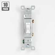 ENERGETIC 10 Pack Heavy-Duty Grounding Toggle Switch, Residential Grade Single Pole Electrical on/off Light Switch, UL Listed