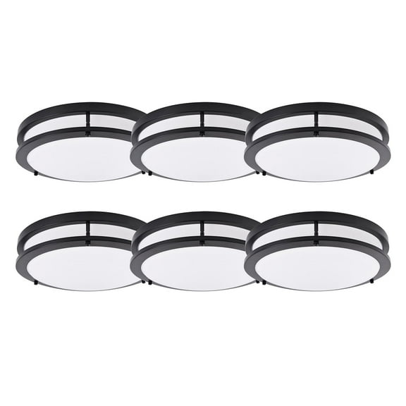 ENERGETIC 14" LED Ceiling Light, Dimmable Modern Flush Mount, Selectable Color Temperature Ceiling Light,Black,6 PACK