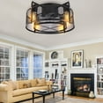 thumbnail image 1 of ENERGETIC 16" Caged Ceiling Fans with Lights Remote Control, 6 Speeds Adjustable Timing, DC Motor, Black Enclosed Industrial Flush Mount Ceiling Fan for Bedroom/Living Room,4 Lights Bulb Base, 1 of 6