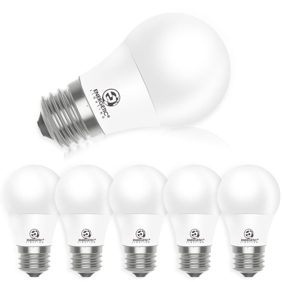 ENERGETIC 5.5W A15 LED Refrigerator Light Bulb,A15 Ceiling Fan Lamp,40 Watt Equivalent,Daylight 5000K,Appliance Bulb,E26 Base,550LM,Non-Dimmable,6 Pack