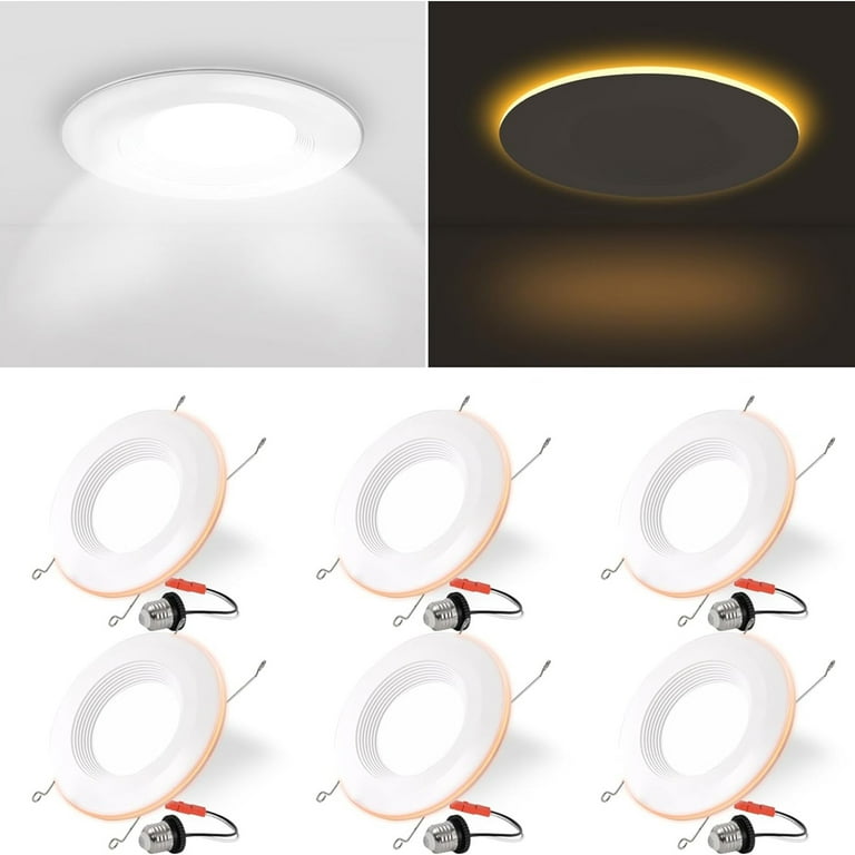 5 6 in. Housing Required IC Rated Dimmable Integrated LED Recessed Light Trim with Night Light 6 pack