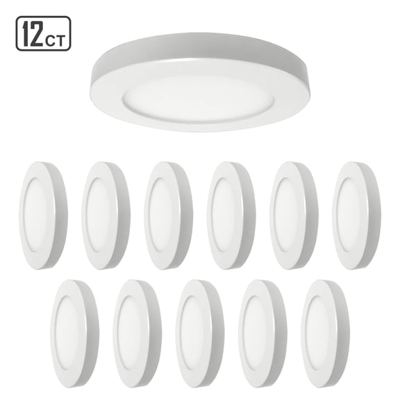 ENERGETIC 5" LED Slim Flushmount Ceiling Light, 700 Lumens Dimmable Round Ultra-Thin Fixture with CCT Selectable, 12 Pack