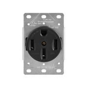 ENERGETIC 50A, 125/250V, NEMA 14-50R, Standard Size Thermoplastic PA Single Flush Mount, Industrial Receptacle Outlet, Black, 3-Pole, 4 Wire (1-Pack)