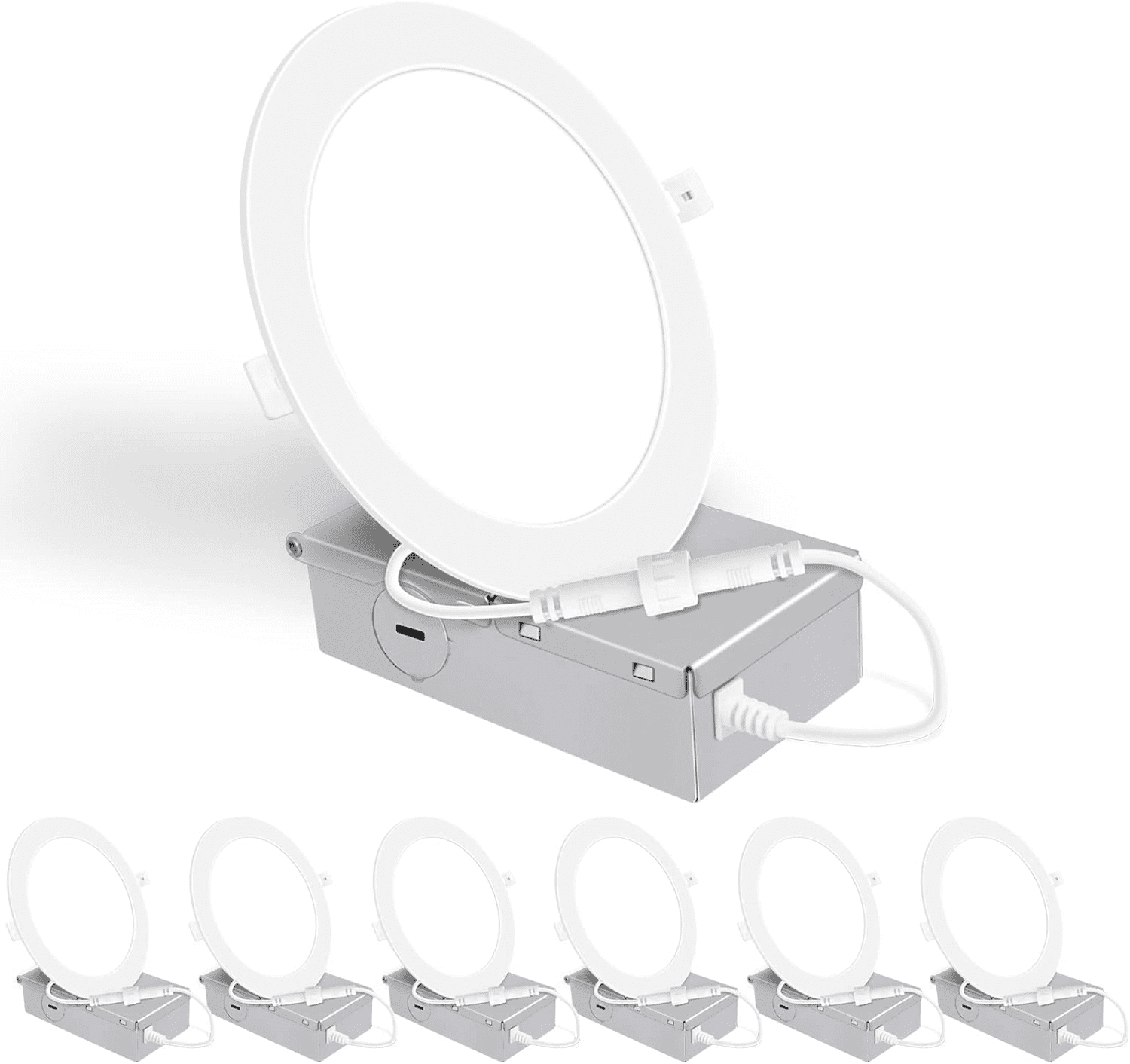 Ultra-Thin White Aluminum 6-Inch LED Recessed Ceiling Light, 6-Pack