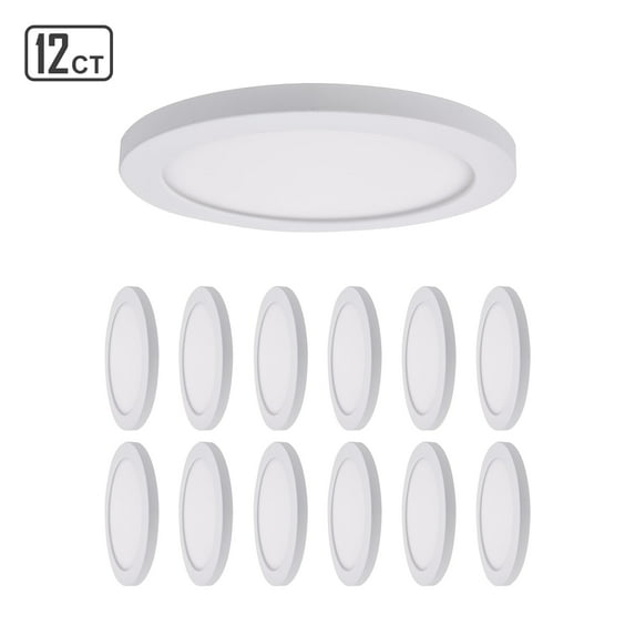 ENERGETIC 9" LED Slim Flushmount Ceiling Light, 1300 Lumens Dimmable Round Ultra-Thin Fixture with CCT Selectable, 12 Pack