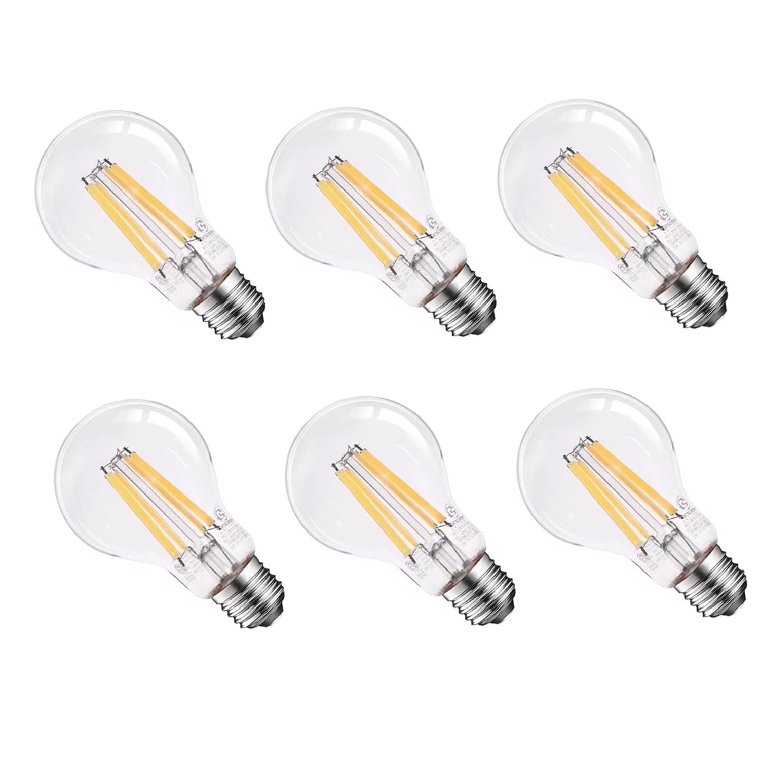 ENERGETIC A19 LED Edison Light Bulb 100W Equivalent, E26 Base, Dimmable, 1600lm, 2700K Soft White, 6Pack