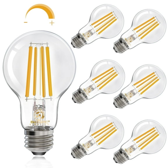 ENERGETIC A19 LED Edison Light Bulb,Dimmable, 100 Watt Equivalent,Soft White 2700K,1600LM,Clear Antique LED Filament Bulb for Home, Bathroom,E26 Base,6 Pack
