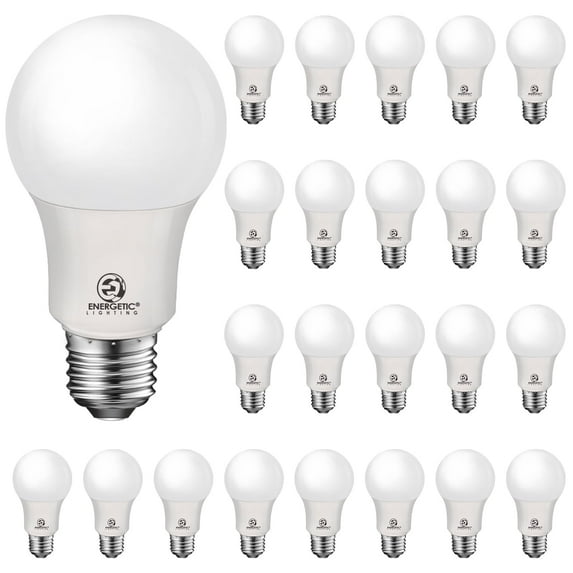 ENERGETIC A19 LED Light Bulb, 8.5 Watts(60W Equivalent), 3000K Warm White, E26 Base, 750lm, UL Listed, Non-Dimmable,24 Pack