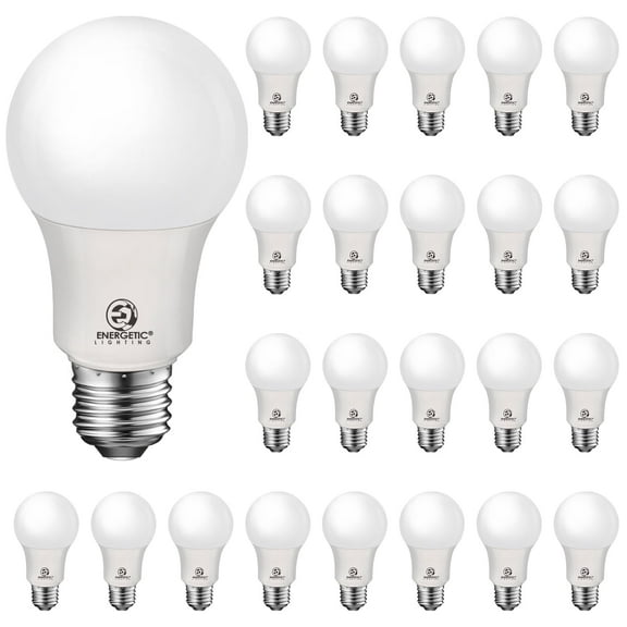 ENERGETIC A19 LED Light Bulb, 8.5 Watts(60W Equivalent), 4000K Cool White, E26 Base, 750lm, UL Listed, Non-Dimmable,24 Pack