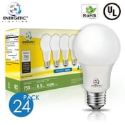 ENERGETIC A19 LED Light Bulb, 8.5 Watts(60W Equivalent), 5000K Daylight, E26 Base, 750lm, UL Listed, 24 Pack