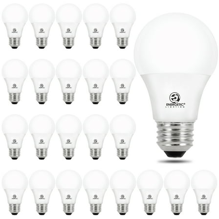 ENERGETIC A19 LED Light Bulb, 8Watts(60W Equivalent), 5000K Daylight, E26 Base, 760lm, ETL Listed, 24 Pack