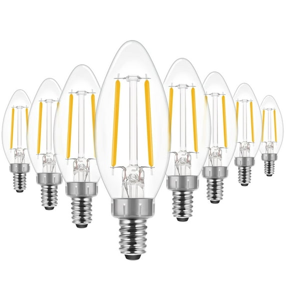 ENERGETIC B11 LED Classic Candelabra Clear Light Bulb, 60W Equivalent, Soft White 2700K, E12 Base, 550 LM, UL Listed, Dimmable, 8 packs