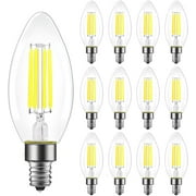 ENERGETIC Dimmable B11 Candelabra LED Light Bulbs, 60 Watt Equivalent, Daylight 5000K, Clear Filament Bulb for Ceiling Fan, E12 Base, UL Listed, 12 Pack