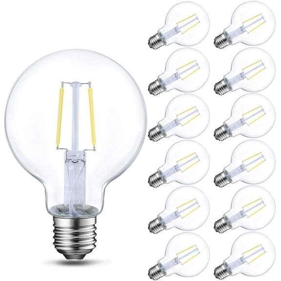 ENERGETIC Dimmable Globe Vanity LED Light Bulb, 40 Watt Equivalent, 5000K Daylight for Bathroom Mirror, E26 Base, Christmas Thanksgiving Decorations, UL Listed, 12 Pack