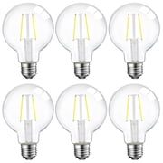 ENERGETIC Dimmable LED Globe Light Bulb, 5000K Daylight, 60 Watts Equivalent, Vanity Round Decorative Bulb, E26 Base,Perfect For Vanity Makeup Mirror,droplight,Floor lamp, UL Listed, 6 Pack