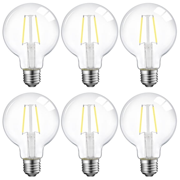 ENERGETIC Dimmable LED Globe Light Bulb, 5000K Daylight, 60 Watts Equivalent, Vanity Round Decorative Bulb, E26 Base,Perfect For Vanity Makeup Mirror,droplight,Floor lamp, ETL Listed, 6 Pack