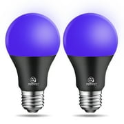 ENERGETIC LED A19 Black Light Bulb, 3W (40Watt Equivalent), E26 Base, UL Listed, Glow in The Dark for Blacklights Party, Holiday Lighting, Decorative Illumination, 2 Pack