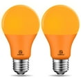 thumbnail image 1 of ENERGETIC LED A19 Orange Light Bulb, 3W (40Watt Equivalent), E26 Base, UL Listed, Glow in The Dark for Blacklights Party, Holiday Lighting, Decorative Illumination, 2 Pack, 1 of 6