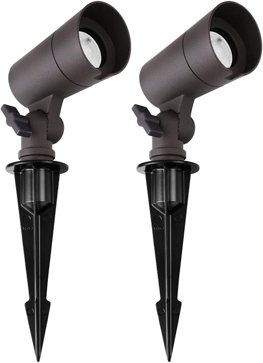 ENERGETIC LED Landscape Spot Lights with Connectors, 12V Low Voltage, 4W, 175LM, Outdoor Waterproof Garden Pathway Lights Wall Tree Flag Spotlights with Spike Stand, 2 Pack