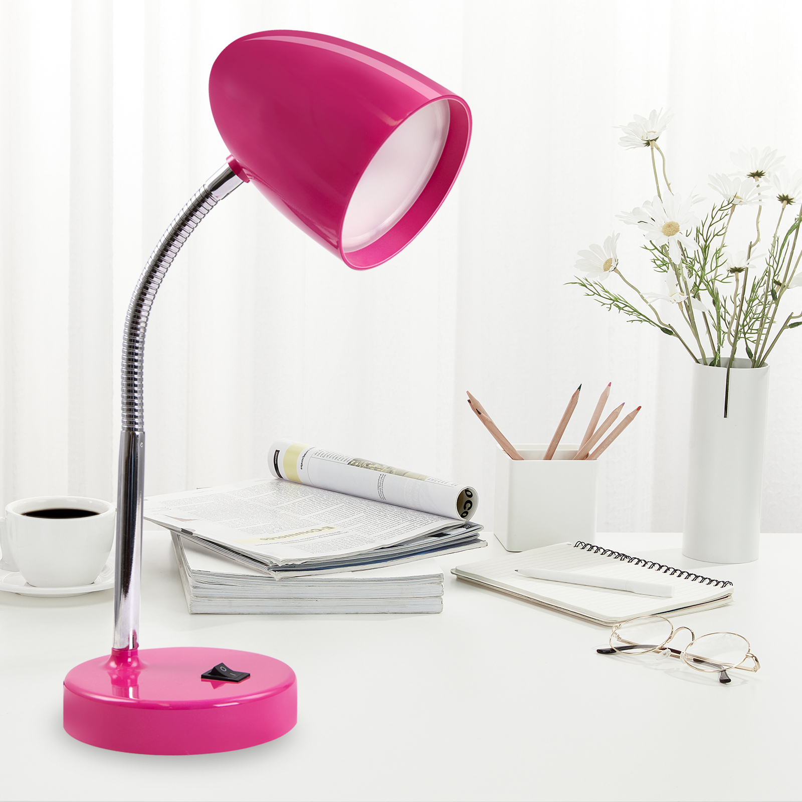 ENERGETIC LED Light Desk Lamp, 3.5W 4000K Study Lamps with Flexible Goose  Neck for Bedroom and Office, Red