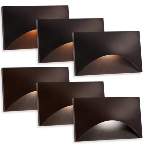ENERGETIC LED Stair Lights,5CCT Outdoor Step Lights,2700K/3000K/3500K/4000K/5000K Selectable,Indoor Stairway Lights,3W,ETL Listed,Wet Location, Aluminum,Bronze,6 Packs
