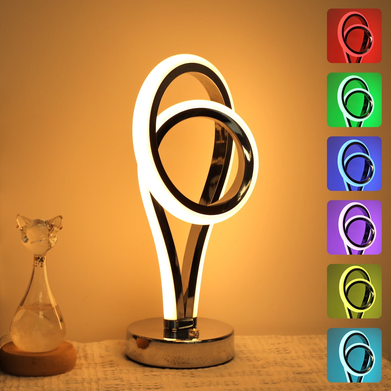 E Energetic Lighting Spiral Table Lamp, 12W LED, Dimmable Touch Control ...
