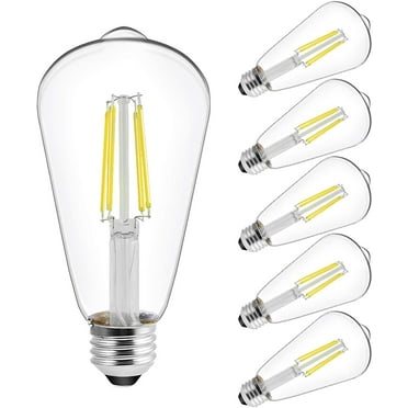 ENERGETIC Vintage LED Edison Light Bulbs, Soft White 2700K, 60 Watt Equivalent, ST64 Filament, Tear Drop Antique Decorative Bulbs, E26 Base, UL Listed, 6 Pack
