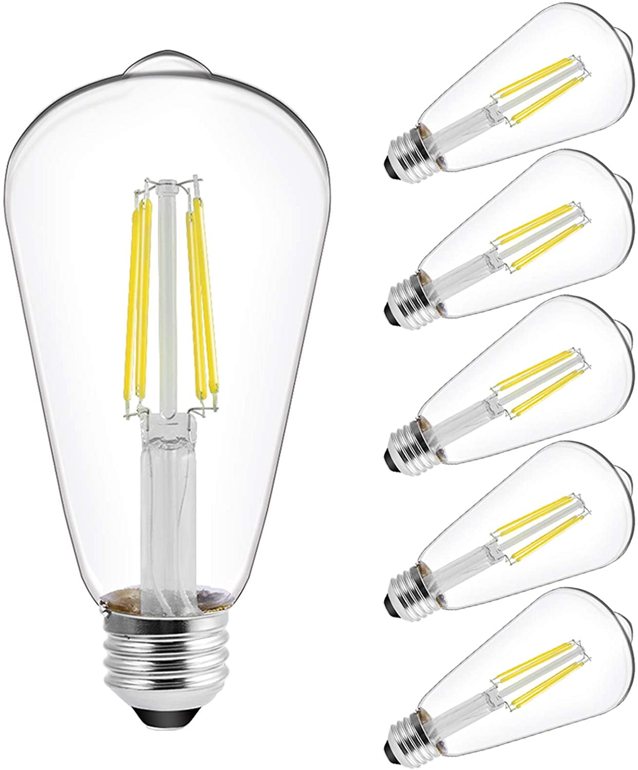ENERGETIC Vintage LED Edison Bulbs 60W Equivalent Soft White 2700K ST64 Antique Decorative E26 UL Listed 6 Pack Walmart