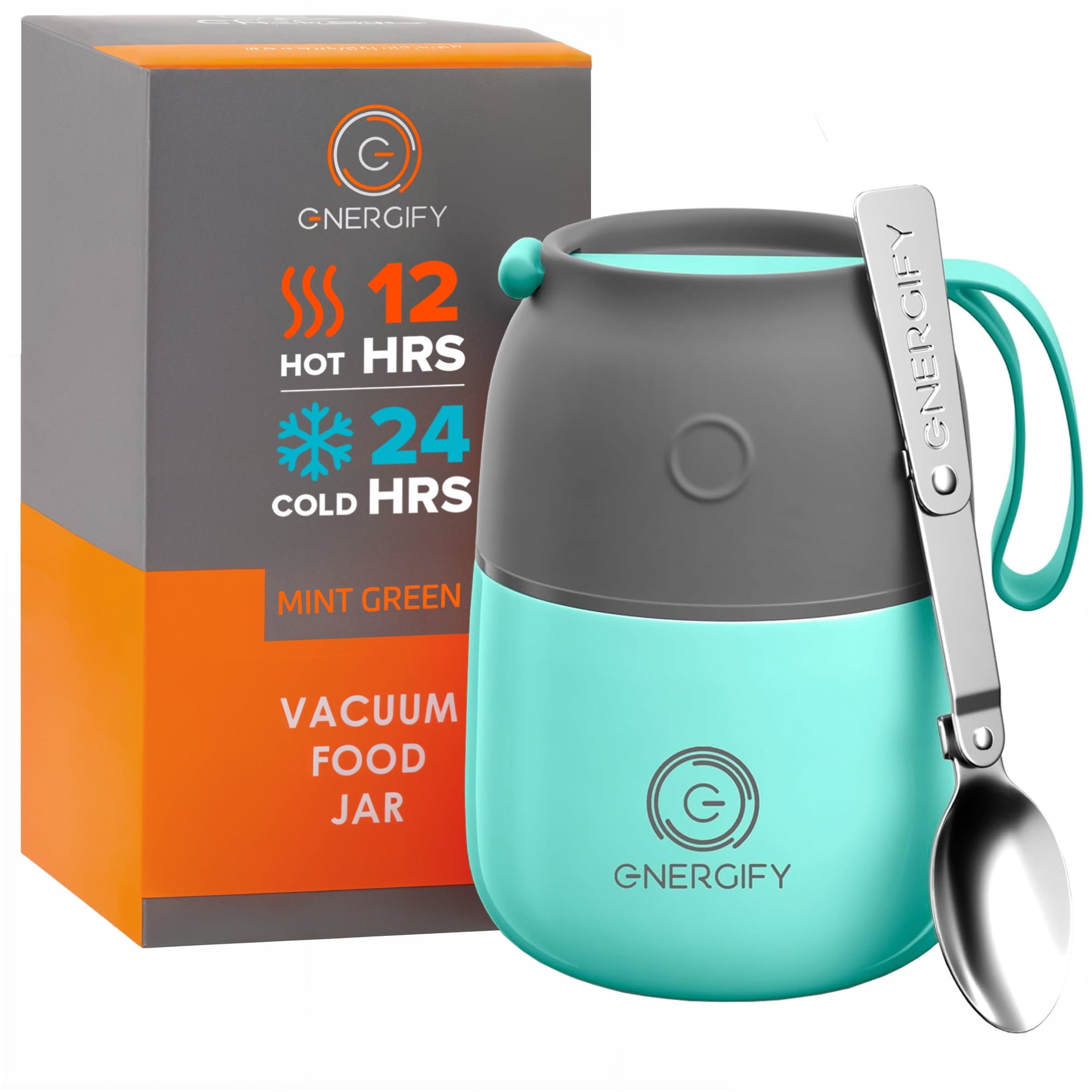 ENERGIFY Vacuum Insulated Thermos Food Container, Stainless Steel, 12oz, Mint Green