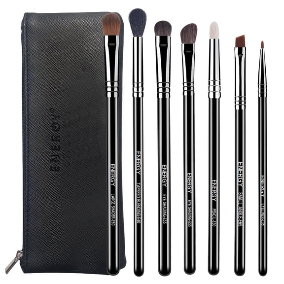 ENERGY Eye Makeup Brush Set 7 PCS with Travel Pouch-Eyeshadow, Blending, Liner & Brows