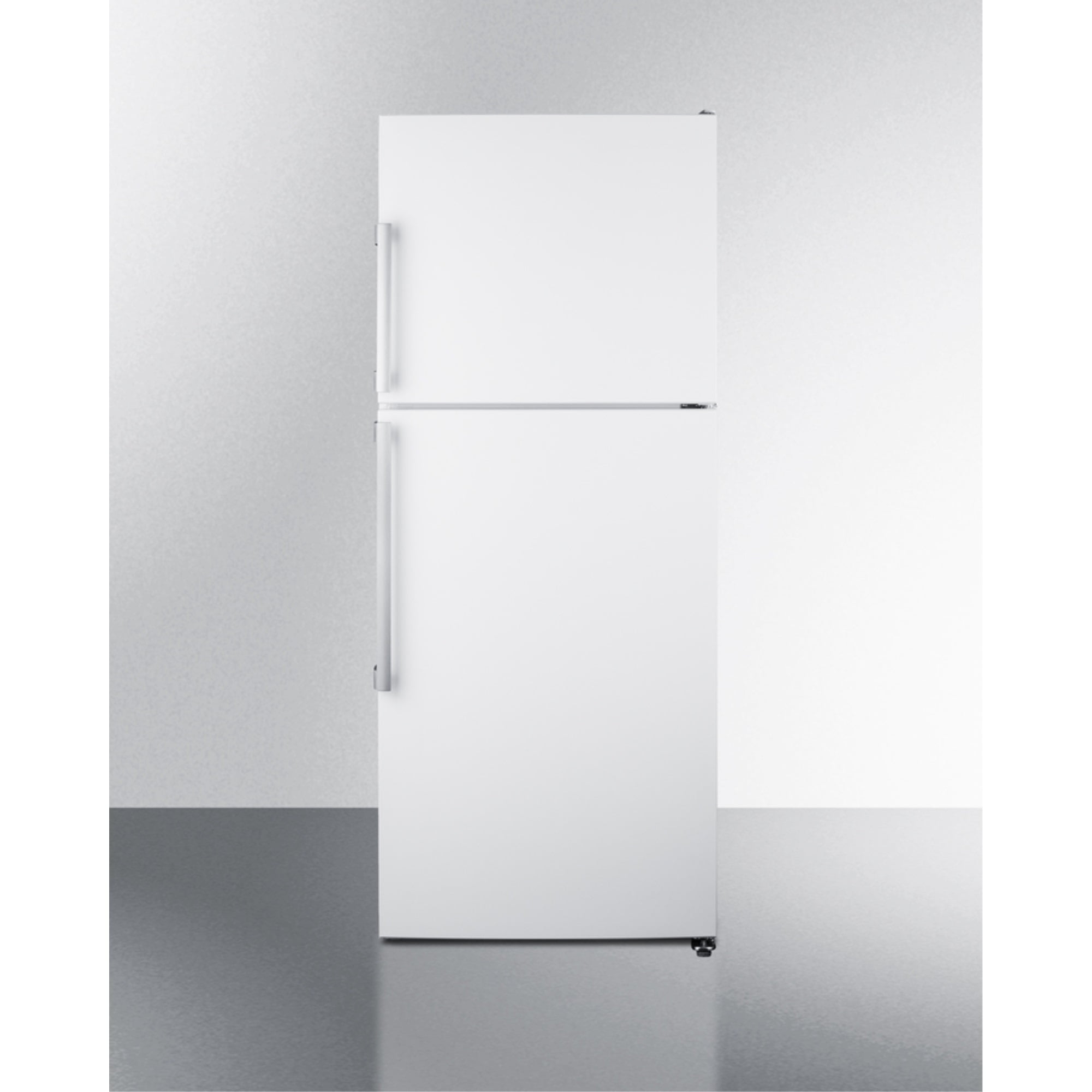 Compact White Energy Star Top Freezer Refrigerator with Glass Shelves